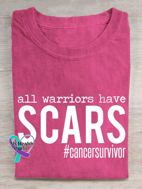 All Warriors Have SCARS Cancer Survivor Breast Cancer Awareness T-shirt Pink / S