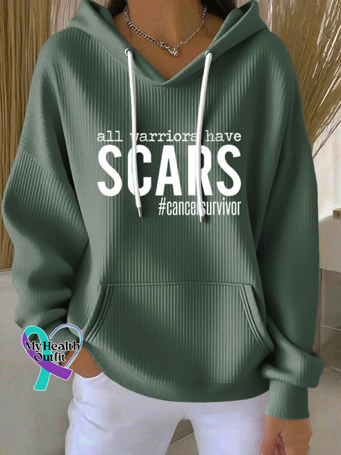 All Warriors Have SCARS Cancer Survivor Casual Hoodie Sweatshirt Green / S