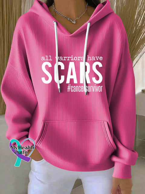 All Warriors Have SCARS Cancer Survivor Casual Hoodie Sweatshirt Pink / S