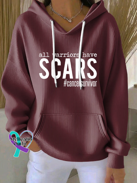 All Warriors Have SCARS Cancer Survivor Casual Hoodie Sweatshirt Red / S