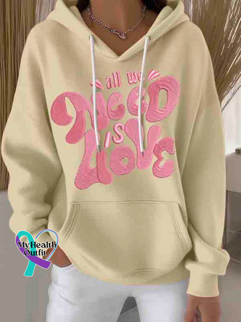 All We Need Is Love Art Print Casual Hoodie Sweatshirt Apricot / S