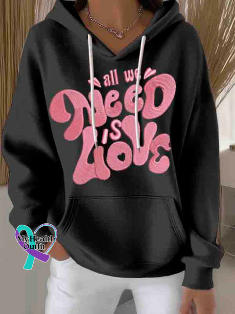 All We Need Is Love Art Print Casual Hoodie Sweatshirt Black / S