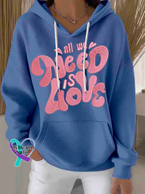 All We Need Is Love Art Print Casual Hoodie Sweatshirt Blue / S