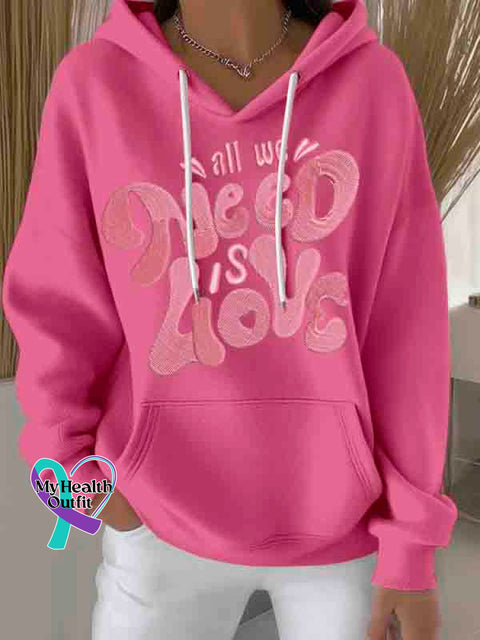 All We Need Is Love Art Print Casual Hoodie Sweatshirt Pink / S