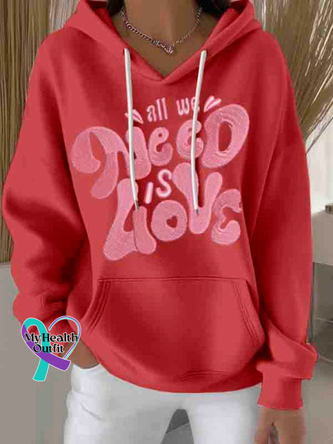 All We Need Is Love Art Print Casual Hoodie Sweatshirt Red / S