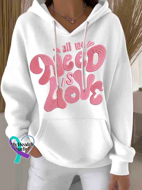 All We Need Is Love Art Print Casual Hoodie Sweatshirt White / S