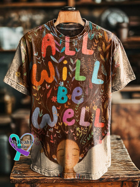 All Will Be Well Printed Casual Crew Neck Short Sleeve T-Shirt Multicolor / S