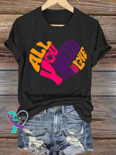 All You Need Is Love Casual Round Neck Short Sleeve Black / S