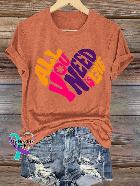 All You Need Is Love Casual Round Neck Short Sleeve Orange / S