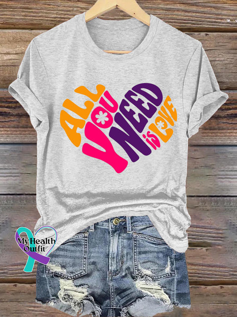 All You Need Is Love Casual Round Neck Short Sleeve White / S