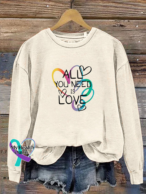 All You Need Is Love Crew Neck Long Sleeve Sweatshirt Beige / S