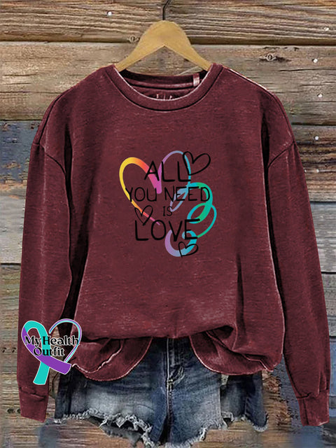 All You Need Is Love Crew Neck Long Sleeve Sweatshirt Claret / S