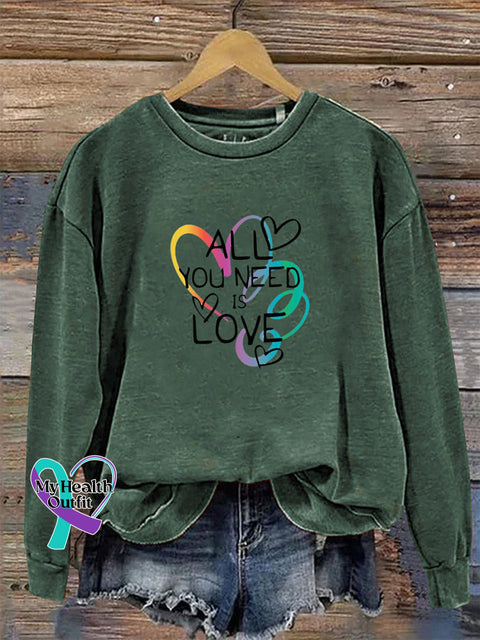 All You Need Is Love Crew Neck Long Sleeve Sweatshirt Green / S