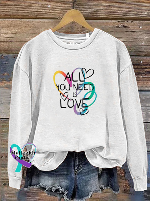 All You Need Is Love Crew Neck Long Sleeve Sweatshirt White / S