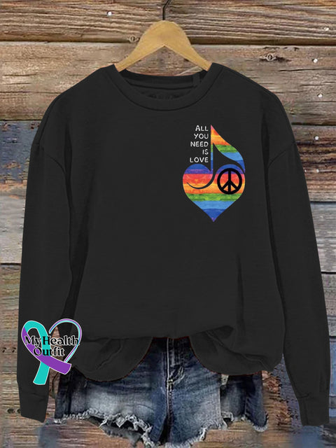 All You Need Is Love Peace Printed Casual Sweatshirt Black / S