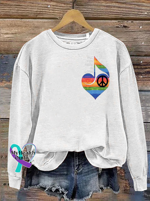 All You Need Is Love Peace Printed Casual Sweatshirt White / S