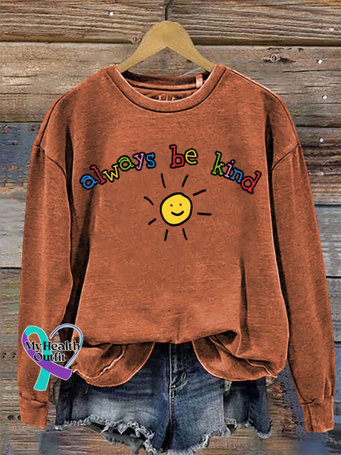 Always Be Kind Crew Neck Long Sleeve Sweatshirt Orange / S