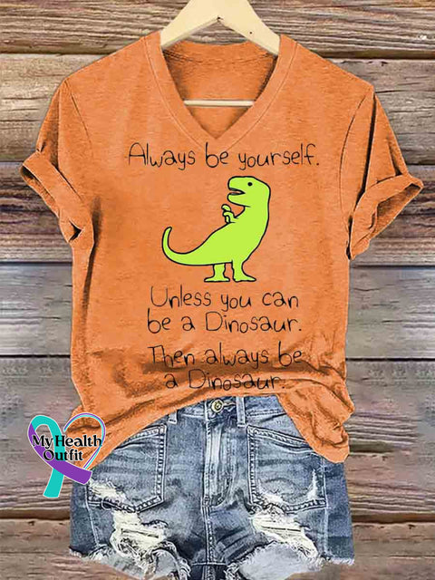Always be Yourself Art V-neck Casual T-Shirt Orange / S