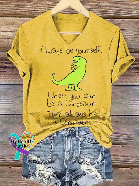 Always be Yourself Art V-neck Casual T-Shirt Yellow / S