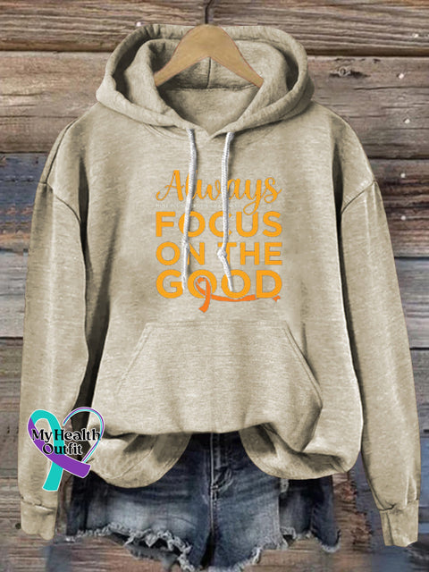 Always Focus On The Good Multiple Sclerosis Print Casual Hoodie Beige / S