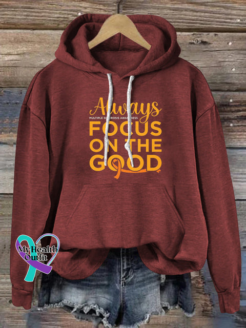 Always Focus On The Good Multiple Sclerosis Print Casual Hoodie Brown / S