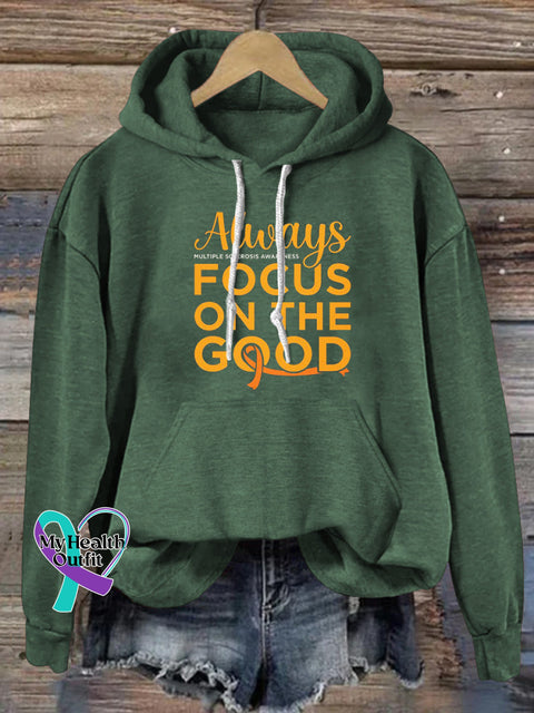 Always Focus On The Good Multiple Sclerosis Print Casual Hoodie Green / S