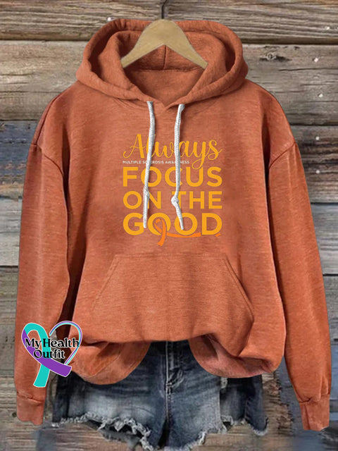 Always Focus On The Good Multiple Sclerosis Print Casual Hoodie Orange / S
