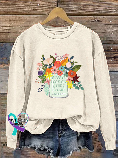 Always Look On The Bright Side Crew Neck Long Sleeve Sweatshirt Beige / S