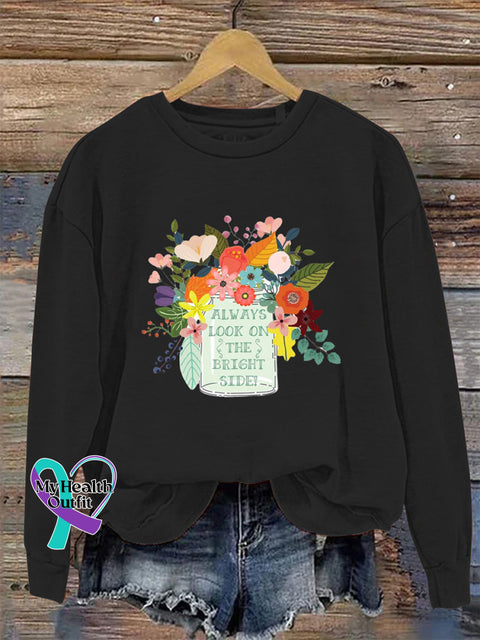 Always Look On The Bright Side Crew Neck Long Sleeve Sweatshirt Black / S