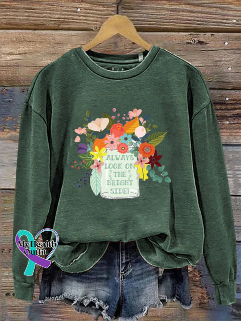 Always Look On The Bright Side Crew Neck Long Sleeve Sweatshirt Green / S
