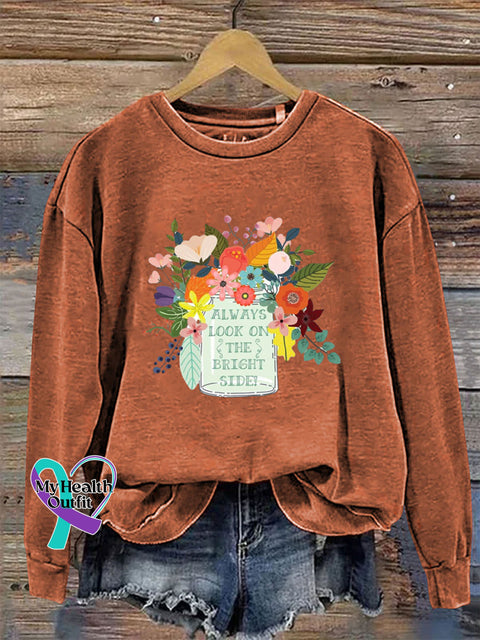 Always Look On The Bright Side Crew Neck Long Sleeve Sweatshirt Orange / S