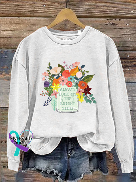Always Look On The Bright Side Crew Neck Long Sleeve Sweatshirt White / S