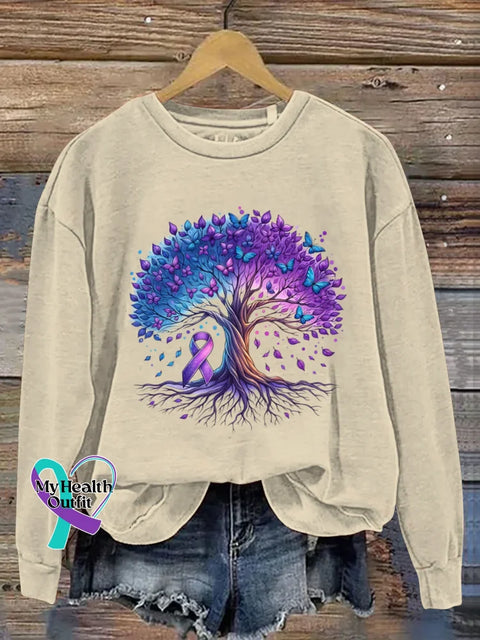 Alzheimer Awareness Art Print Casual Sweatshirt Apricot / S