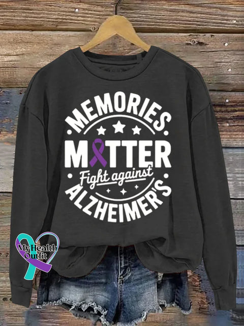 Alzheimer Awareness Art Print Casual Sweatshirt Black / S
