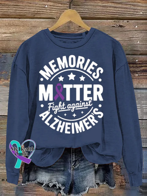 Alzheimer Awareness Art Print Casual Sweatshirt Blue / S