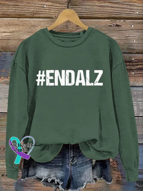 Alzheimer Awareness Art Print Casual Sweatshirt Green / S