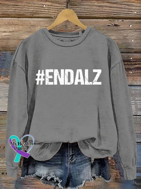Alzheimer Awareness Art Print Casual Sweatshirt Grey / S
