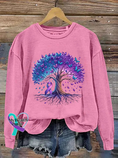 Alzheimer Awareness Art Print Casual Sweatshirt Pink / S