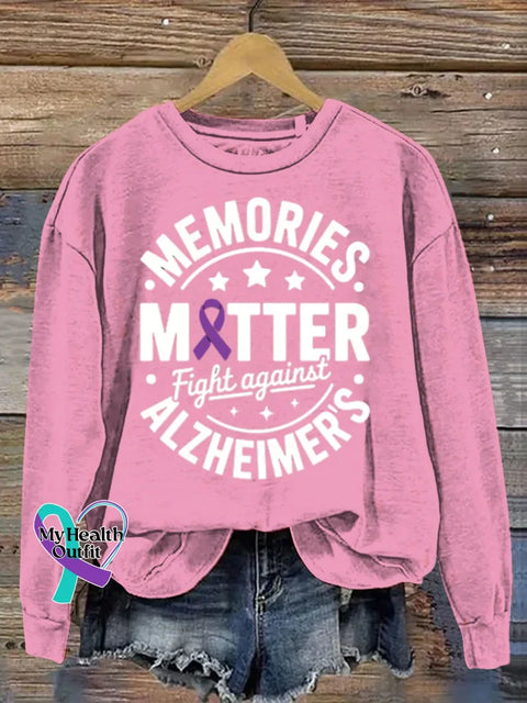 Alzheimer Awareness Art Print Casual Sweatshirt Pink / S