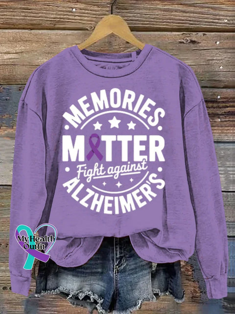 Alzheimer Awareness Art Print Casual Sweatshirt Purple / S
