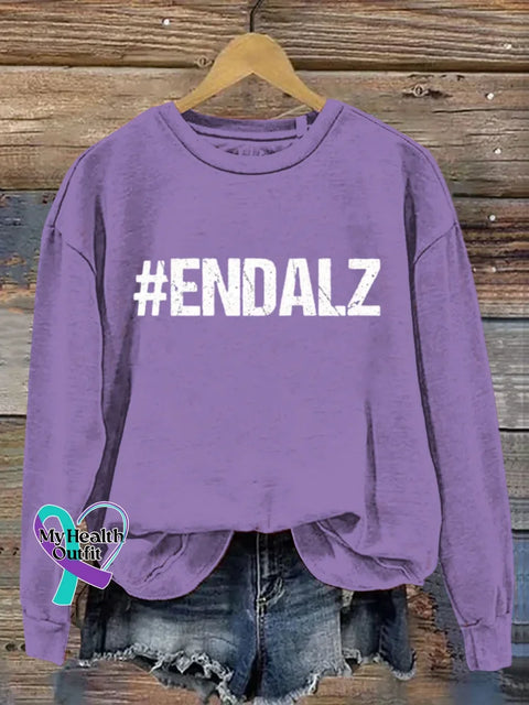 Alzheimer Awareness Art Print Casual Sweatshirt Purple / S