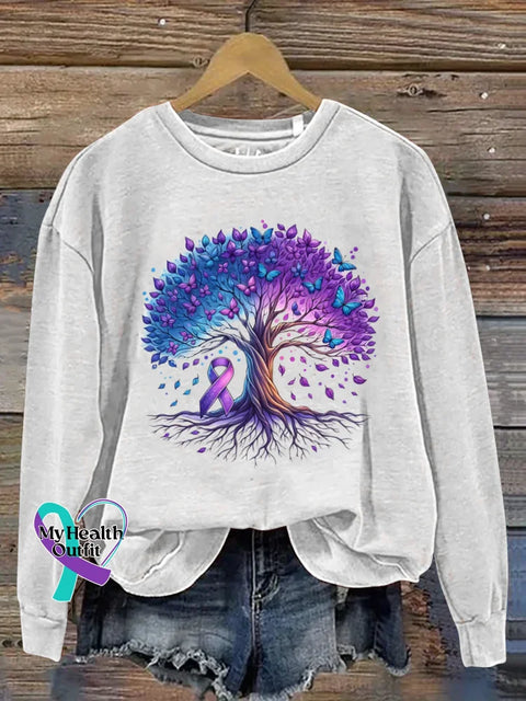 Alzheimer Awareness Art Print Casual Sweatshirt White / S