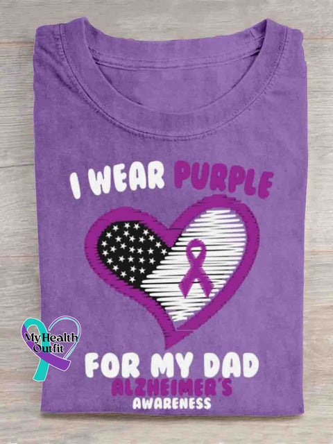 Alzheimer Awareness Art Print T-shirt Purple / S