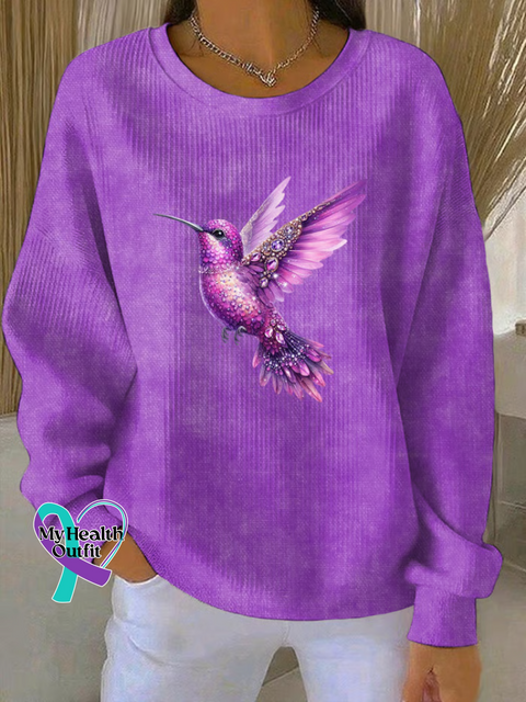 Alzheimer’s Awareness Bird Print Casual Sweatshirt Multicolor / S