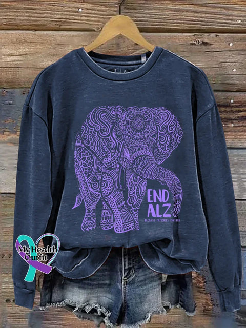 Alzheimer’s Awareness End Alz Because Memories Matter Print Casual Sweatshirt Blue / S