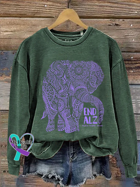 Alzheimer’s Awareness End Alz Because Memories Matter Print Casual Sweatshirt Green / S