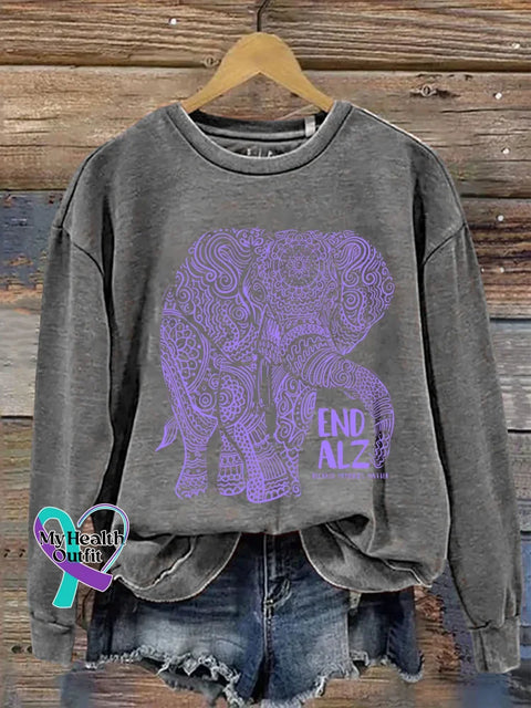 Alzheimer’s Awareness End Alz Because Memories Matter Print Casual Sweatshirt Grey / S