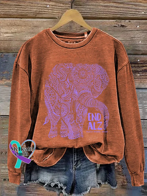 Alzheimer’s Awareness End Alz Because Memories Matter Print Casual Sweatshirt Orange / S