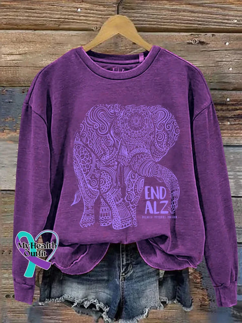 Alzheimer’s Awareness End Alz Because Memories Matter Print Casual Sweatshirt Purple / S