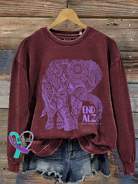 Alzheimer’s Awareness End Alz Because Memories Matter Print Casual Sweatshirt Red / S